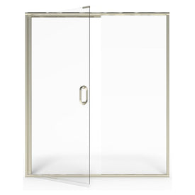 48" L x 76" H Semi-Frameless Swing Shower Door with Panel - Brushed Nickel/Clear