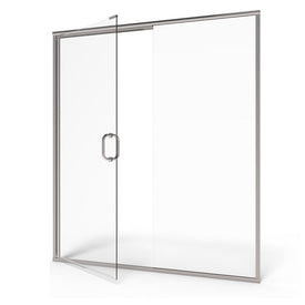 48" L x 76" H Semi-Frameless Swing Shower Door with Panel - Silver Shine/Clear