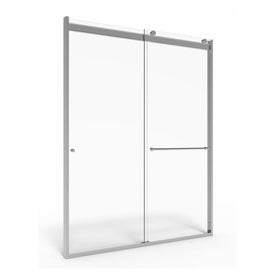 48" L x 70" H Semi-Frameless Top-Roller Sliding Shower Door - Silver Shine/Clear