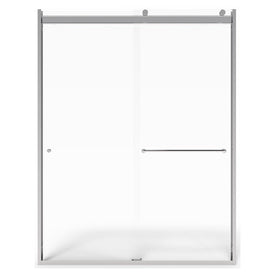 60" L x 70" H Semi-Frameless Top-Roller Sliding Shower Door - Silver Shine/Clear