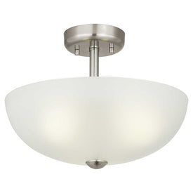 Three-Light 15" Convertible Semi-Flush Mount Ceiling Fixture/Pendant Glass Dome