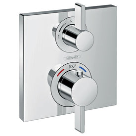 Ecostat Square Two Handle Thermostatic Valve Trim with Volume Control and Diverter