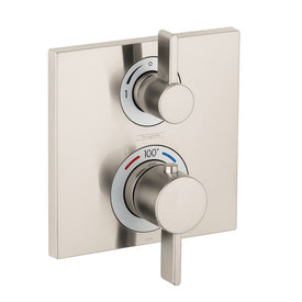 Ecostat Square Two Handle Thermostatic Valve Trim with Volume Control and Diverter