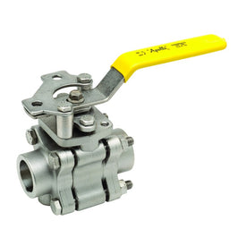 Ball Valve 86A-200 Stainless Steel 1/2 Inch Socket Weld 3-Piece Full Port Latch Lock Stainless Steel