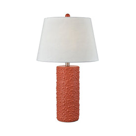 Table Lamp Seabrook 1 Lamp Coral/White Glass or Shade White Linen A21 3-Way - OPEN BOX