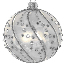 Silverstone European Mouth-Blown Hand-Decorated 4" Round Holiday Ornament