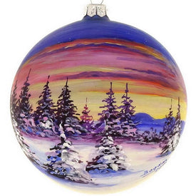 Handpainted Sunset European Mouth-Blown Hand-Decorated 4" Round Holiday Ornament