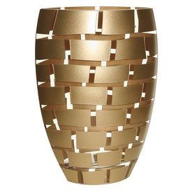 Gold Wall Design European Mouth-Blown Crystal 12" Vase