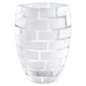 Frosted Wall Design European Mouth-Blown Crystal 12" Vase