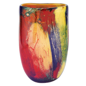 Firestorm Oval Murano-Style Art Glass 11" Vase