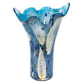 Allegrotto Murano-Style Art Glass 17" Blue Napkin Vase - OPEN BOX