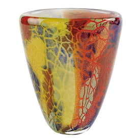 Firestorm Murano-Style Art Glass 8" Oval Vase