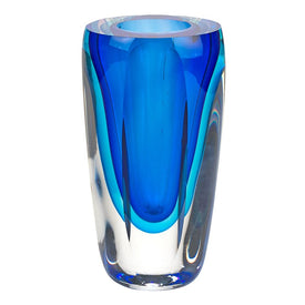 Azure Murano-Style Art Glass 6" Vase