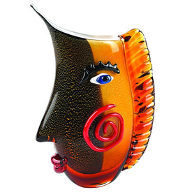Murano-Style Art Glass Profile Face Vase
