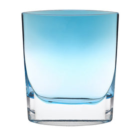 Samantha Aqua Blue European Mouth-Blown Glass 8" Vase