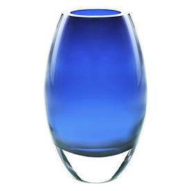 Radiant Midnight Blue European Mouth-Blown Crystal 9" Vase