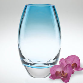 Radiant Aqua Blue European Mouth-Blown Lead-Free Crystal 9" Vase