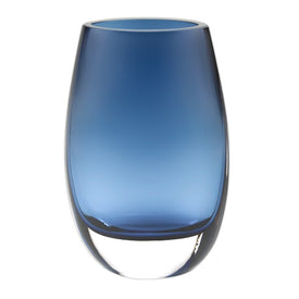 Crescendo Midnight Blue European Mouth-Blown Lead-Free Crystal Oval Thick-Walled Vase