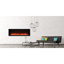 Panorama Built-In-XS 50" Extra-Slim Indoor/Outdoor Electric Fireplace with Black Steel Surround