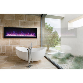 Panorama Built-In-XS 60" Extra-Slim Indoor/Outdoor Electric Fireplace with Black Steel Surround
