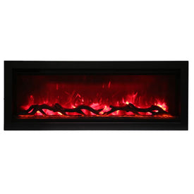 Symmetry 42" Clean Face Built-In Electric Fireplace with Log and Glass, Black Steel Surround