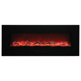 Built-In Flush Mount/Wall Mount 48" Electric Fireplace with Black Glass Surround, Log Set