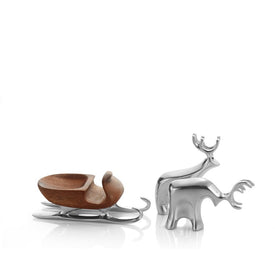 Miniature Reindeer with Sleigh Three-Piece Set