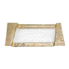 Rimini Gold Hand-Crafted Glass 7" x 13" Snack/Vanity Tray