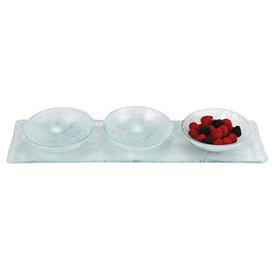 White Marble Glass Decor Hostess Tray with Bowls 4-Piece Set