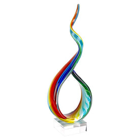 Rainbow Ribbon Murano-Style Art Glass 18" Centerpiece