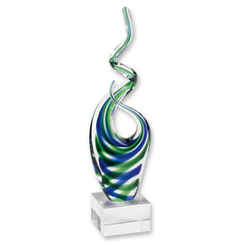 Ocean Blue/Green Murano-Style Art Glass 14" Centerpiece