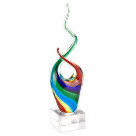 Rainbow Abstract Murano-Style Art Glass 11" Centerpiece