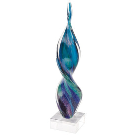 Firestorm Corkscrew Murano-Style Art Glass 18" Centerpiece