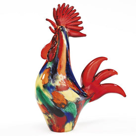 Colorful Murano-Style Art Glass 11" Rooster