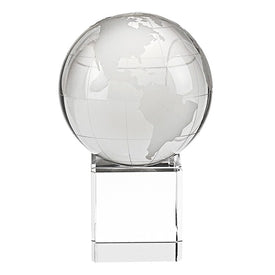 Handcrafted Clear Crystal Globe on Crystal Stand