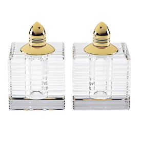 Pinstripes Gold Handmade Lead-Free Crystal Salt and Pepper Shakers Set of 2