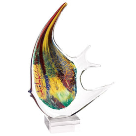 Firestorm Murano-Style Art Glass 16" Angel Fish Figurine