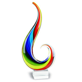 Rainbow Note Murano-Style Art Glass 16" Centerpiece