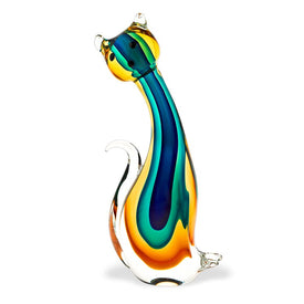 Murano-Style Art Glass 11" Cat