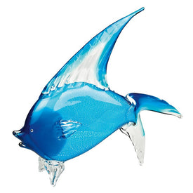 Light Blue Murano-Style Art Glass Tropical Fish
