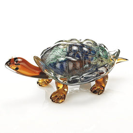 Firestorm Murano-Style Art Glass Turtle