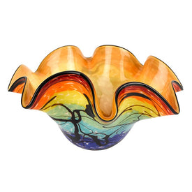 Allura Murano-Style Art Glass Floppy 17" Wide Centerpiece Bowl
