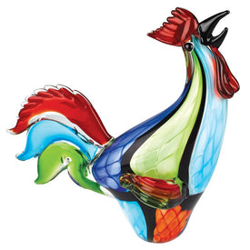 Murano-Style Art Glass Super Rooster