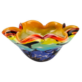Allura Murano-Style Art Glass Floppy 8" Wide Centerpiece Bowl