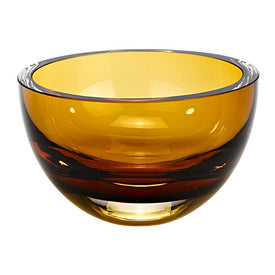 Penelope Amber European Mouth-Blown Lead-Free Crystal 6" Bowl