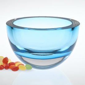 Penelope Aqua Blue European Mouth-Blown Lead-Free Crystal 6" Bowl