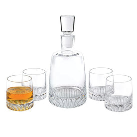Park Avenue European Mouth-Blown Lead-Free Crystal Decanter and DOF Glasses Five-Piece Set