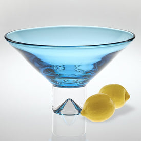Monaco Aqua Blue European Mouth-Blown Crystal 6" Centerpiece Bowl