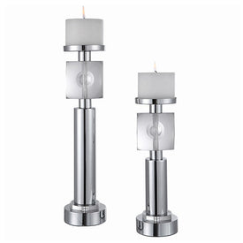 Kyrie Nickel Candle Holders Set of 2 by Billy Moon