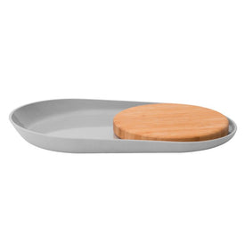 Leo 13.5" Oval Plate with Bamboo Cutting Board
